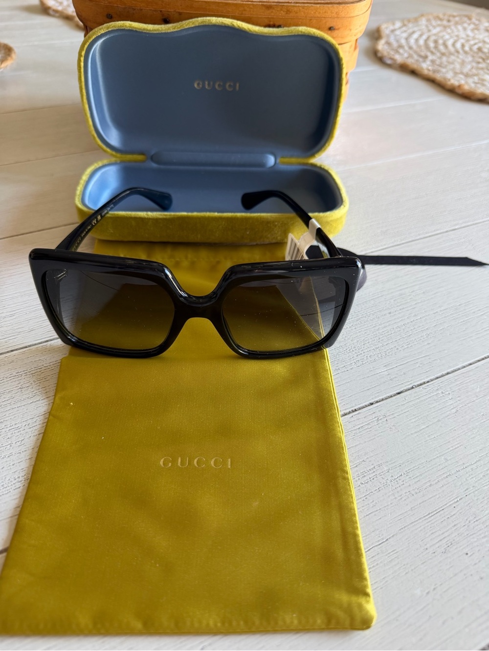 Gucci Black Square Women's Sunglasses with Gradient Lenses
